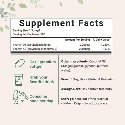 Vitamin D3 K2Vitamin Hot Sale Source Factory D3 K2 Capsules